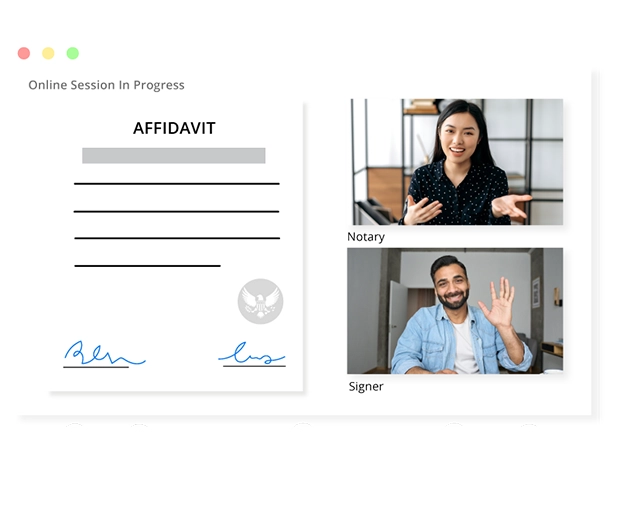 Remote online notarization video call